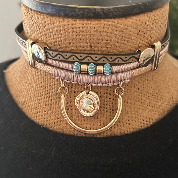 Elegant Gold and Brown Women's Choker Necklace - Picture 1 of 6